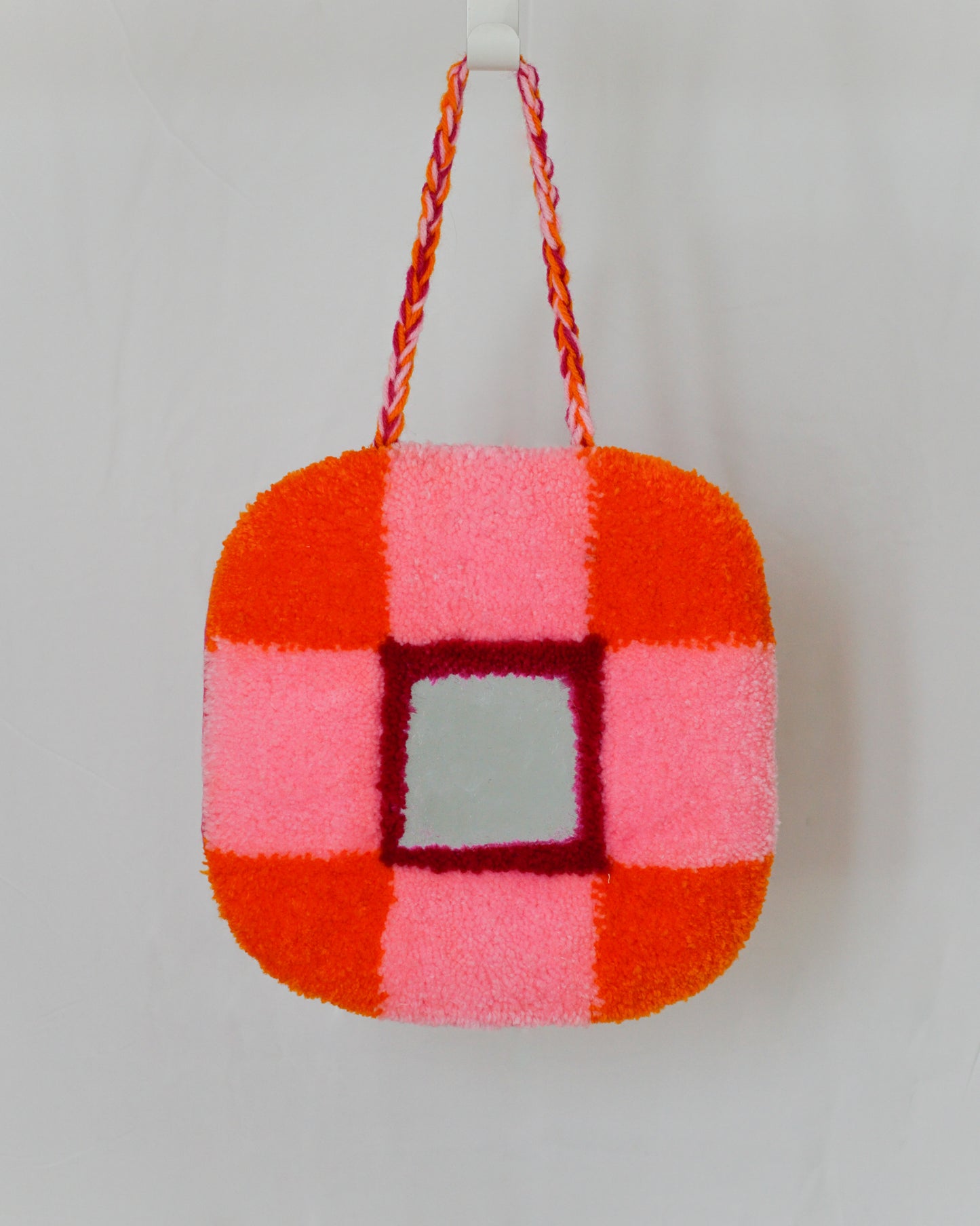 Pink + Orange Check Mirror