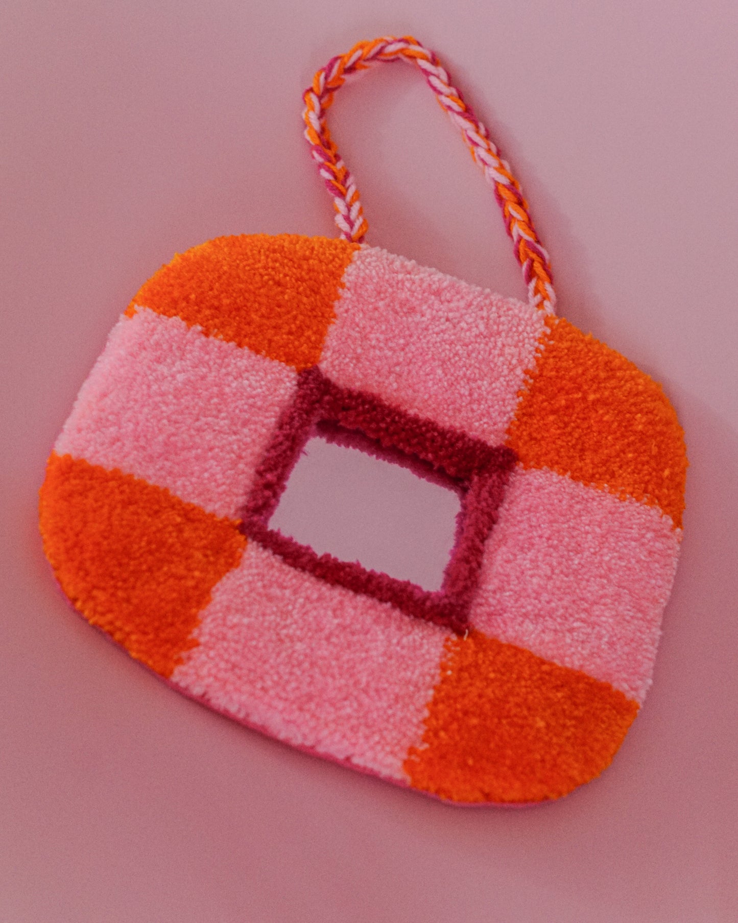 Pink + Orange Check Mirror